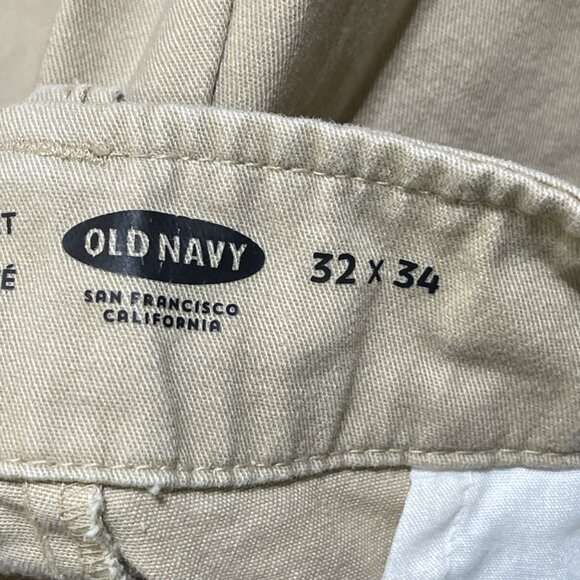 Old Navy Men's Chino Khaki Pants Size 32 Broken In Straight (READ) - Picture 3 of 5